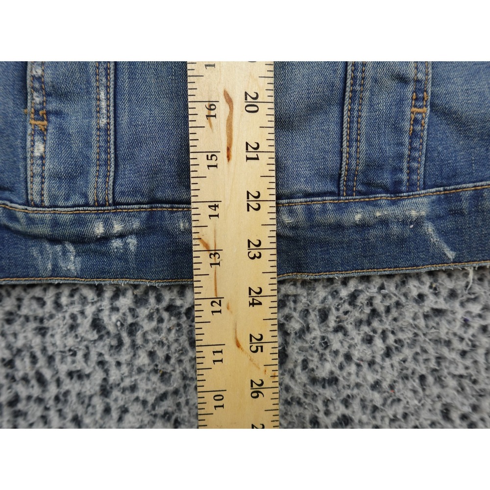 Driftwood Geena Denim Jacket Womens Small Blue Floral Embroidered Distressed - Picture 8 of 11